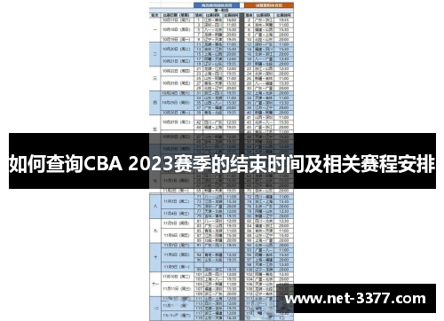 如何查询CBA 2023赛季的结束时间及相关赛程安排 如何查询CBA 2023赛季的结束时间及相关赛程安排